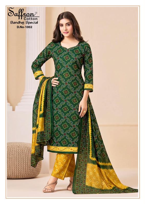 Saffron bandhej special dress material wholesale in hyderabad